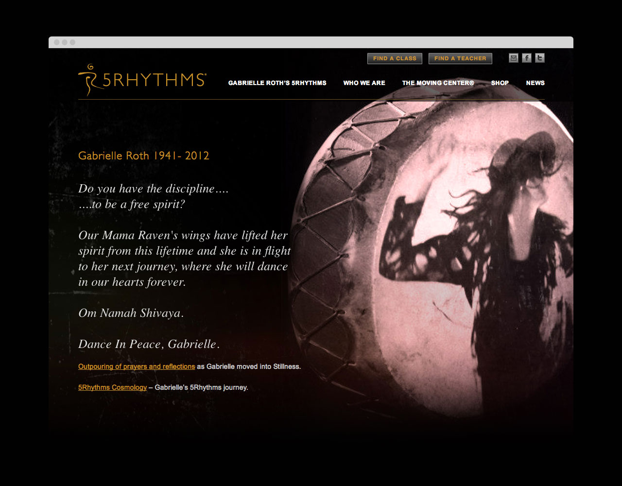 Gabrielle Roth's 5Rhythms Website Design