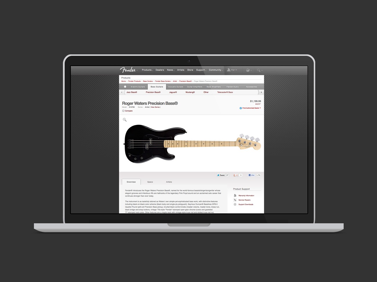 Fender Guitars 2010 Website Design