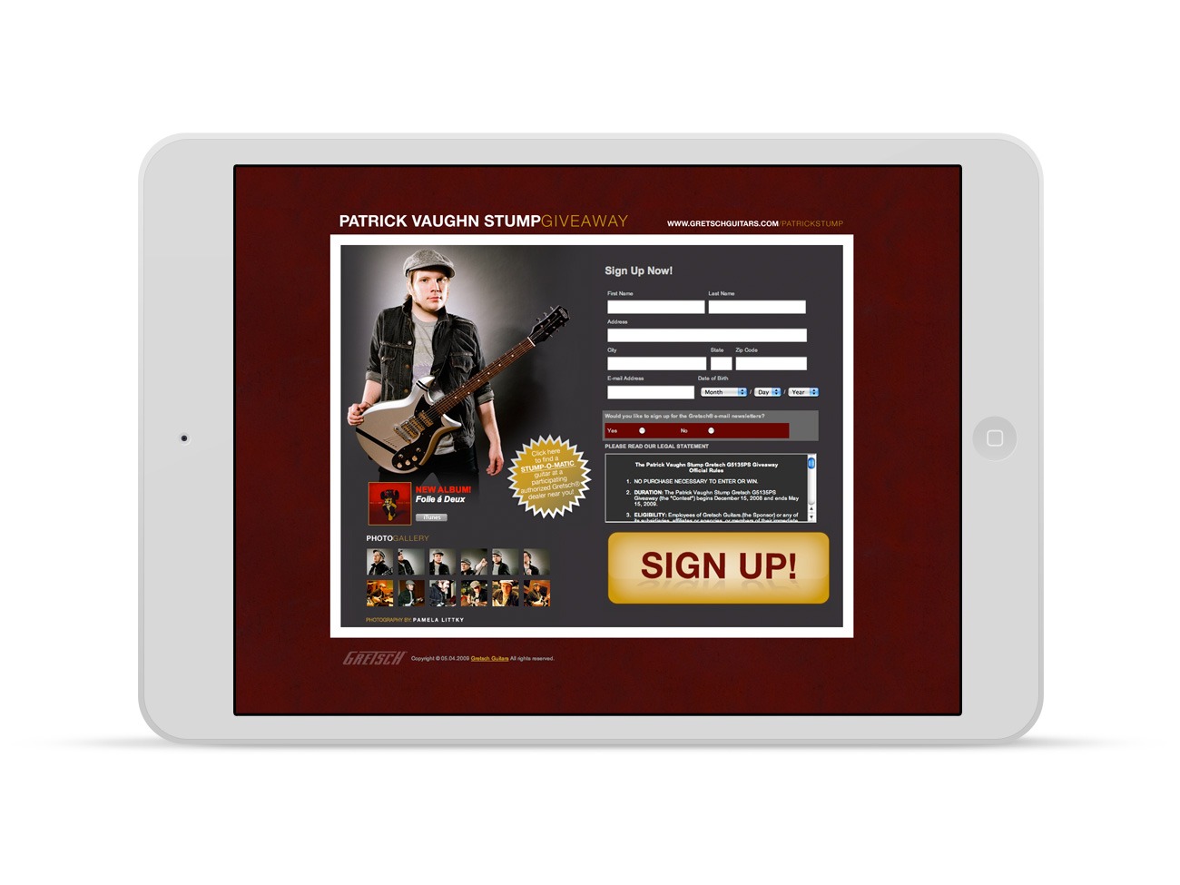 Patrick Stump - Fallout Boy - Promotional Website Design