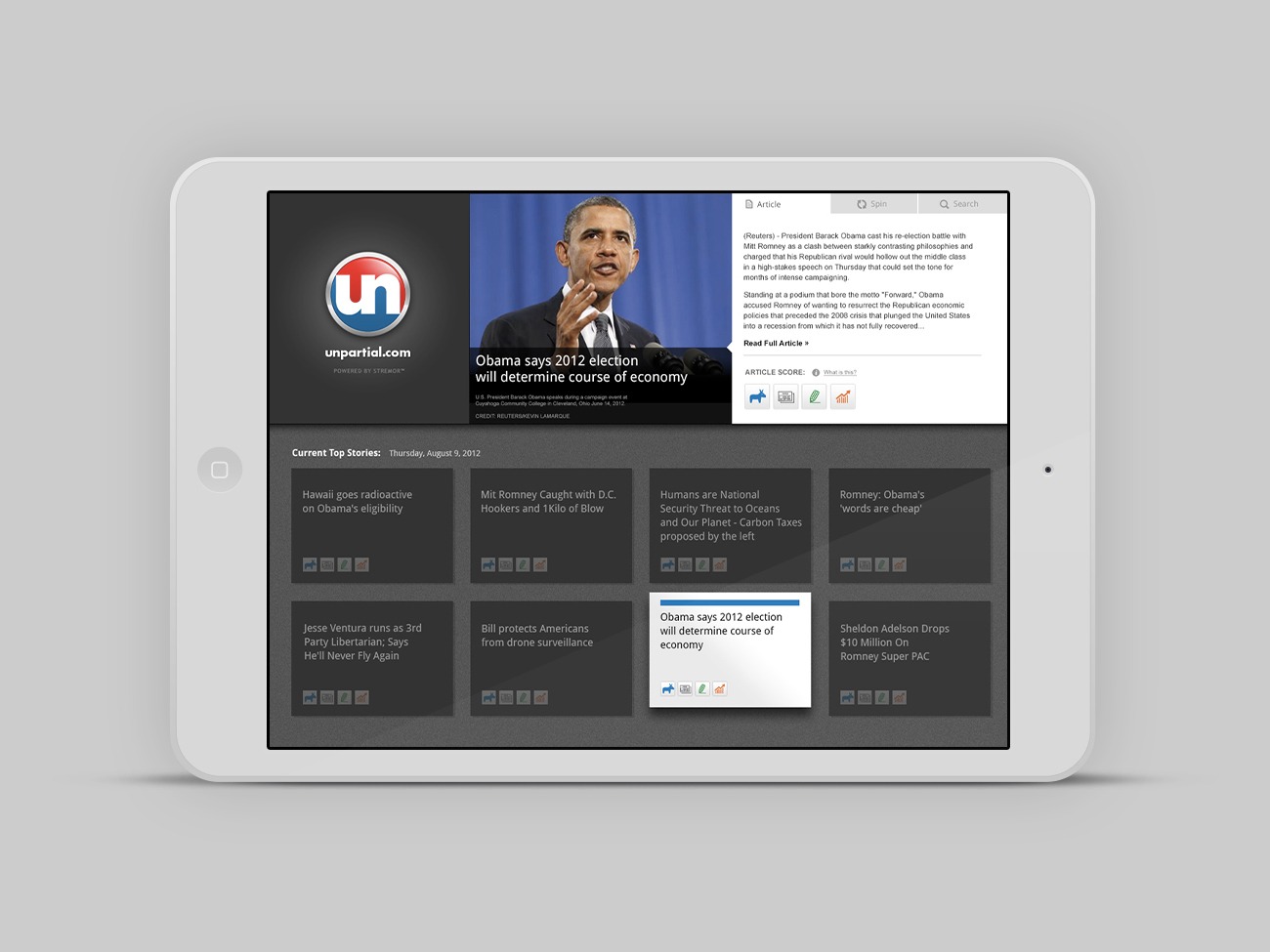 Unpartial.com Branding and Mobile Application Design